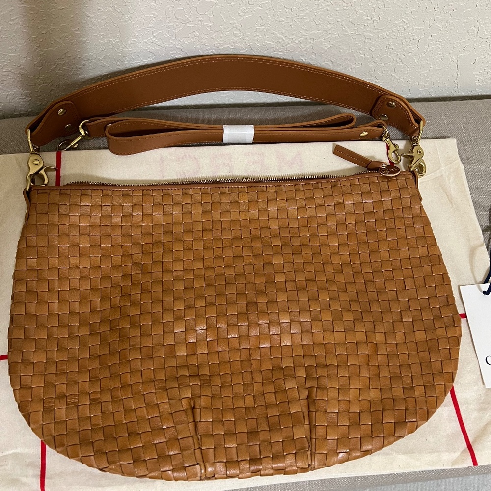 Clare V. Moyen Messenger Natural Woven Checker